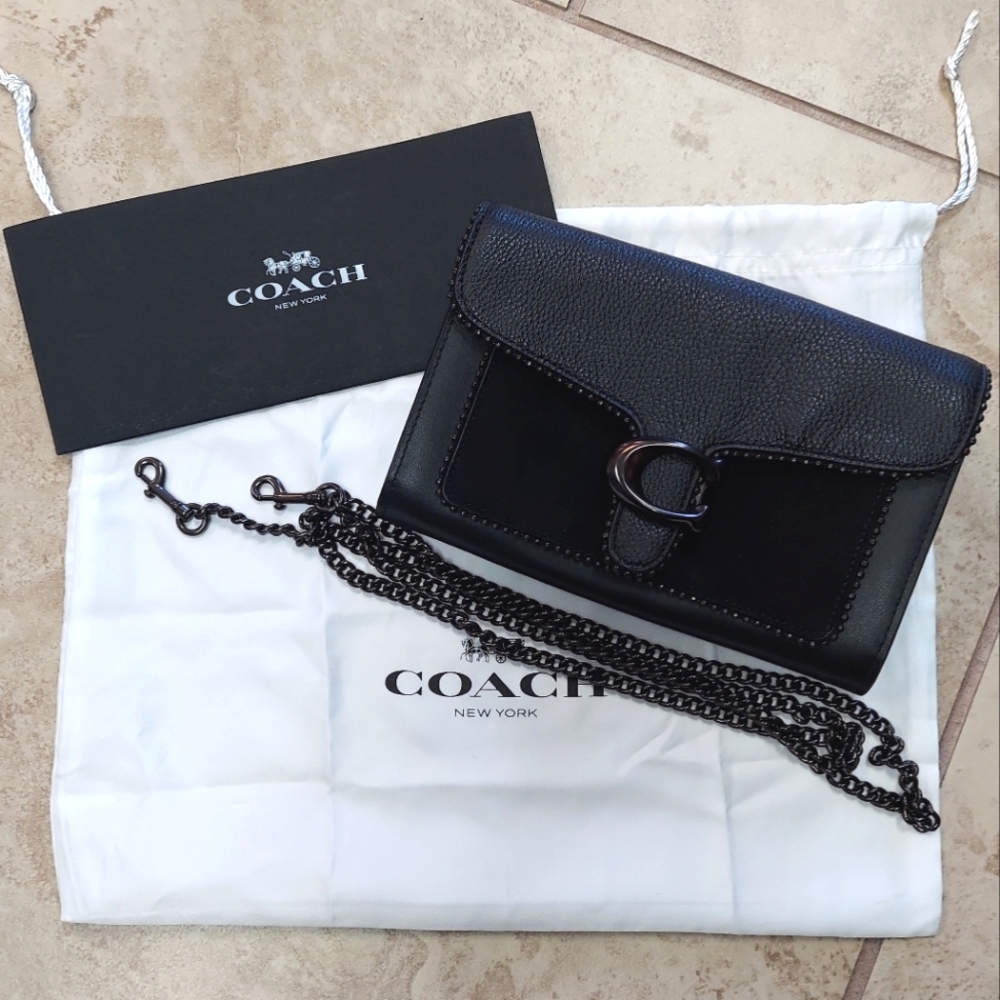 NEW Coach Tabby Chain Clutch With Beadchain Black